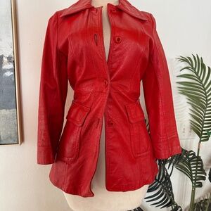 Red leather vintage jacket